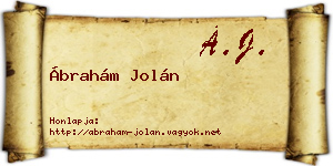 Ábrahám Jolán névjegykártya